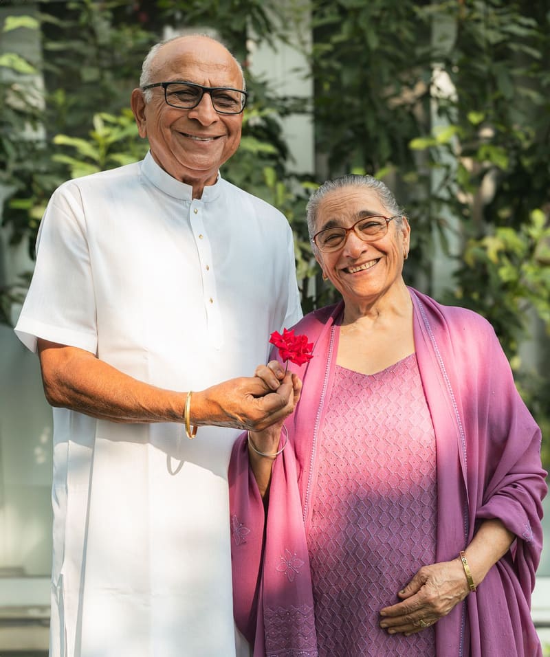 A smiling senior couple